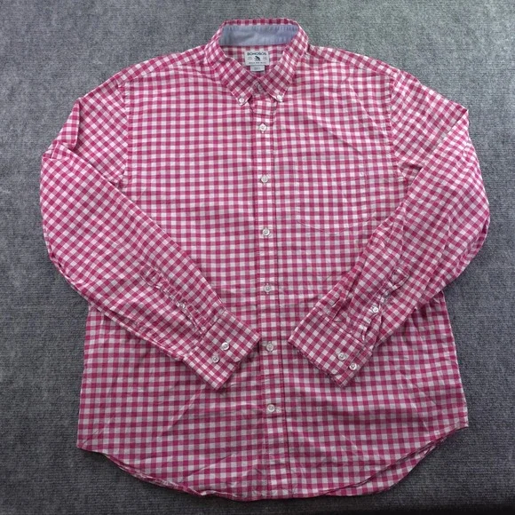 Bonobos Shirt Large Pink Check Long Sleeve Button Down Cotton Pocket - Picture 1 of 7